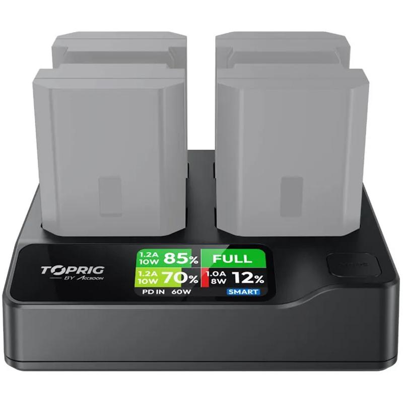 Accsoon TopRig BC03 4-Bay Fast Charger for Canon LP-E6 Type Batteries - ACSBC03
