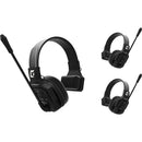 CKMOVA Wicom E S3 Full-Duplex Wireless DECT Intercom System with 3 Single-Ear Headsets