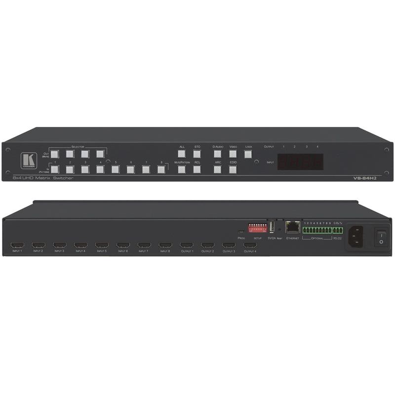 Kramer Electronics VS-84H2 8x4 4K HDR HDCP 2.2 Matrix Switcher with Digital Audio Routing