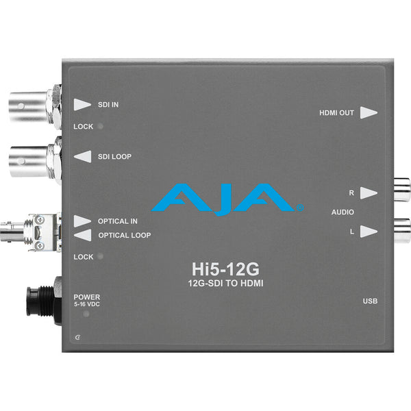 AJA 12G-SDI to HDMI 2.0 Conversion with ST Fibre Receiver - Hi5-12G-R-ST