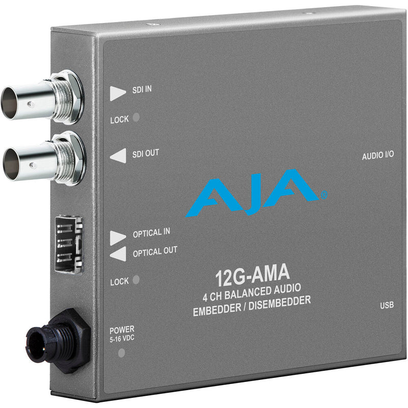AJA 12G-AMA 12G-SDI, 4-Channel Balanced Audio Embedder/Disembedder with Fibre Options