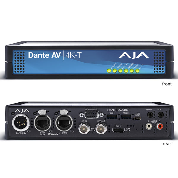AJA Dante AV 4K-T Encode 12G / HDMI video with embedded audio into Dante AV Ultra JPEG 2000