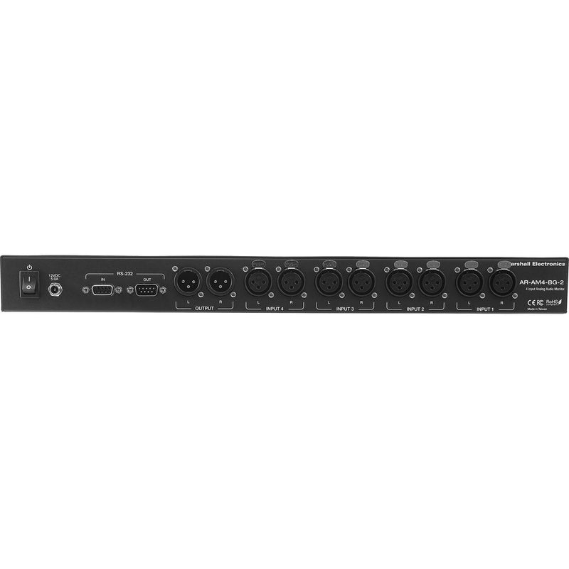 Marshall Electronics AR-AM4-BG-2 1RU Stereo Analog Audio Monitor (4x balanced XLR Stereo Inputs)
