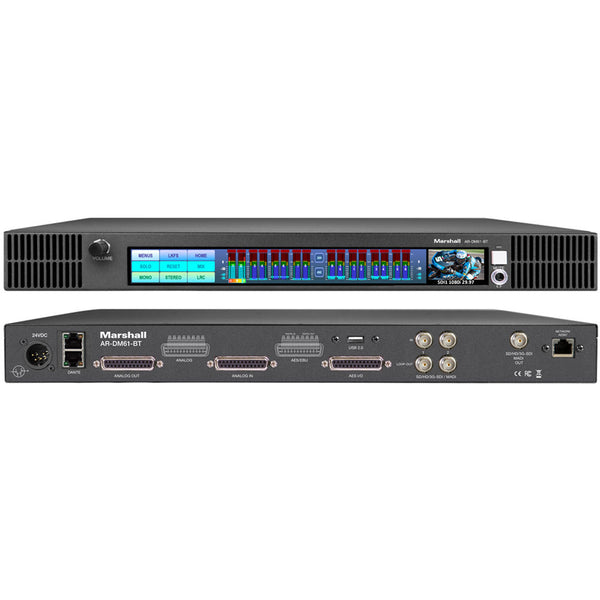 Marshall Electronics AR-DM61-BT-64DT 1RU 64-Channel Digital Audio Monitor with Live Video Touchscreen Panel w/ Dante