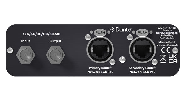 Sonifex AVN-DIO10-12G Dante to 12G/6G/3G/HD/SD-SDI Embedder/De-Embedder
