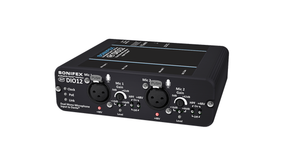 SONIFEX AVN-DIO12 Dual Microphone Input to Dante with Mic Gain Converter