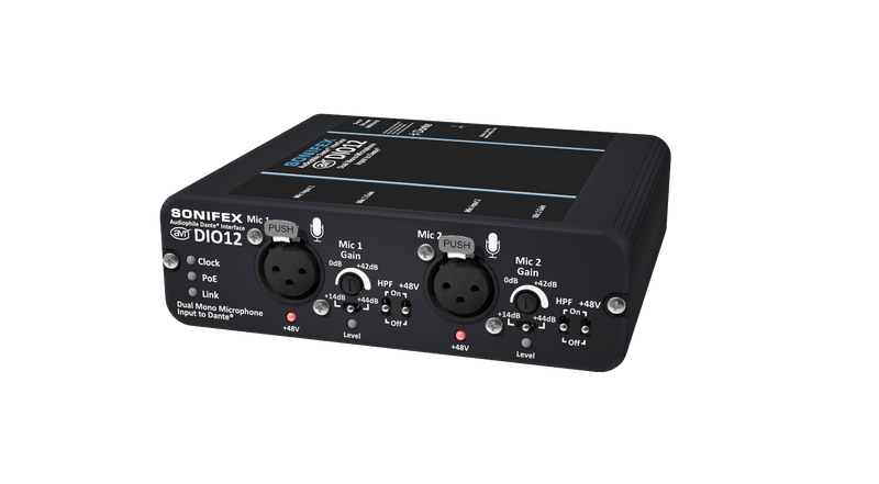 SONIFEX AVN-DIO12 Dual Microphone Input to Dante with Mic Gain Converter