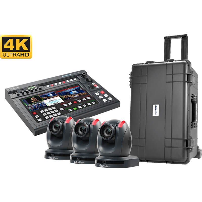 Datavideo ShowCast 100 4K Streaming Studio with 3x PTC-280 4K PTZ Cameras in Hard Case - DATABDL1607