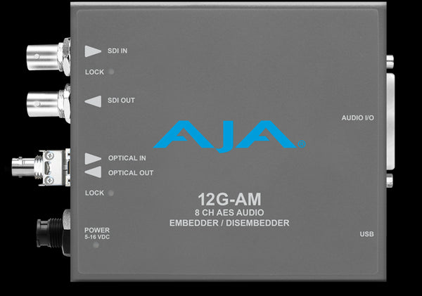 AJA 12G-AM-T-ST 12G-SDI 8-Channel AES Embedder/Disembedder with ST Fibre Tx SFP
