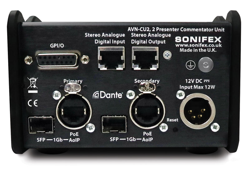 Sonifex AVN-CU2-DANTE 2 Mic/Line Input Commentator Unit Dante