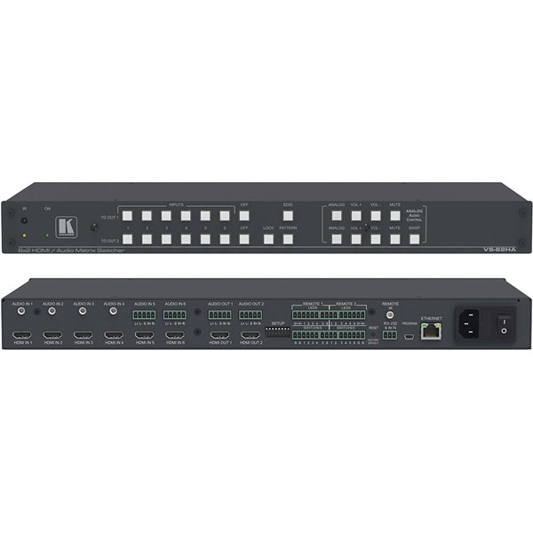 Kramer Electronics VS-62HA 6x2 4K60 4:2:0 HDMI/Audio Automatic Matrix Switcher