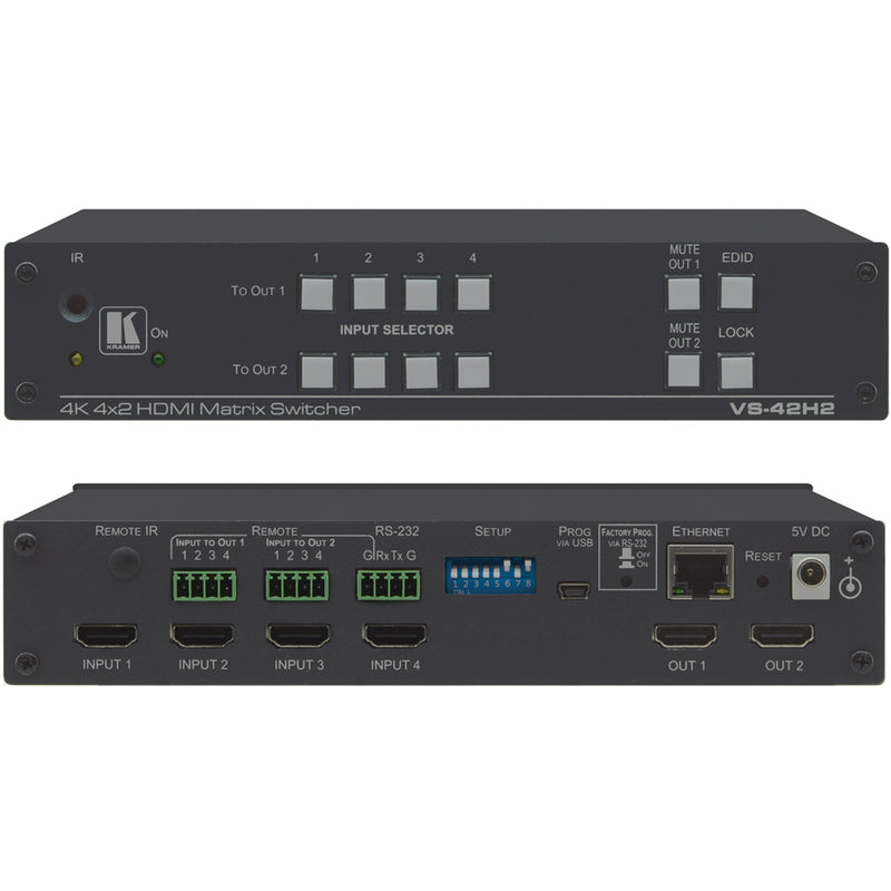 Kramer Electronics 4x2 4K HDR HDMI HDCP 2.2 Matrix Switcher - VS-42H2