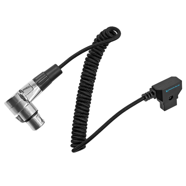 KONDOR BLUE D-TAP to 4 PIN XLR Female Right Angle Coiled Power Cable - KONDtap4XLR