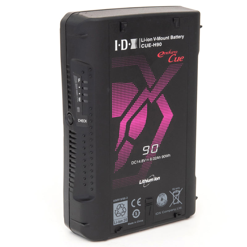 IDX EC-H90/2X V-Mount Battery Kit 2x CUE-H90 Batteries 1x VL-2X Charger with 4 pin XLR DC Output (36W)