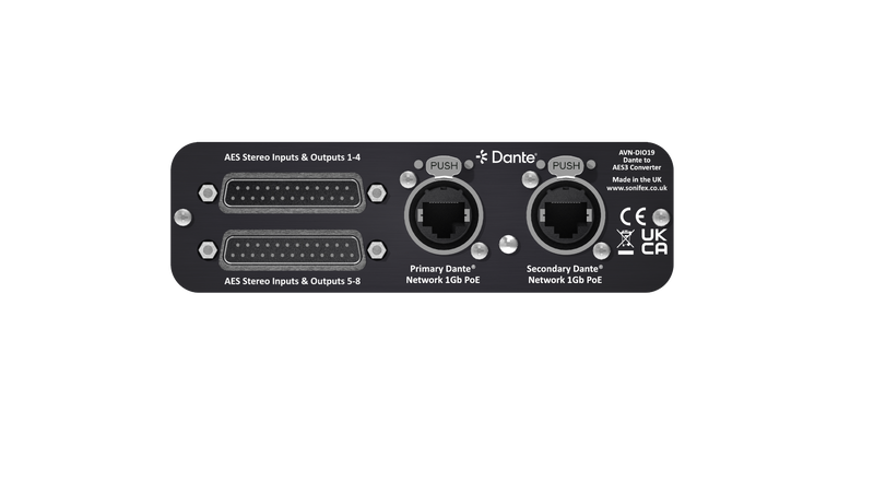 Sonifex AVN-DIO19 Dante to 8 AES3 Stereo Input & Output D-Type Converter