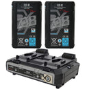 IDX 2 x DUO-C98P Batteries 1 x VL-2000S Simultaneous Charger with 4 pin XLR DC Output (100W) - ED-CP98/2000S
