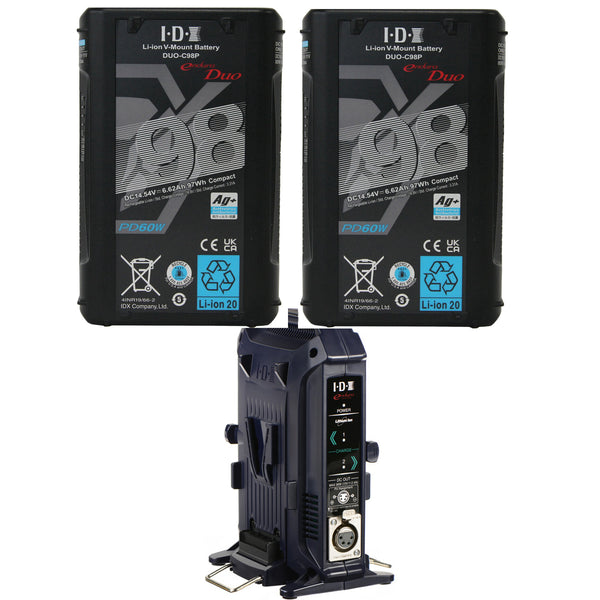 IDX 2x DUO-C98P Batteries 1x VL-2X Sequential Charger - ED-CP98/2X