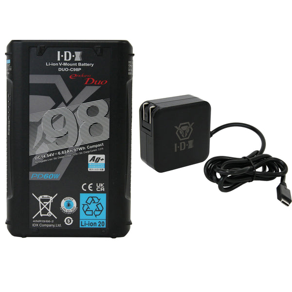 IDX 1x DUO-C98P Battery w/ UC-PD1 USB PD Charger - ED-CP98/PD1