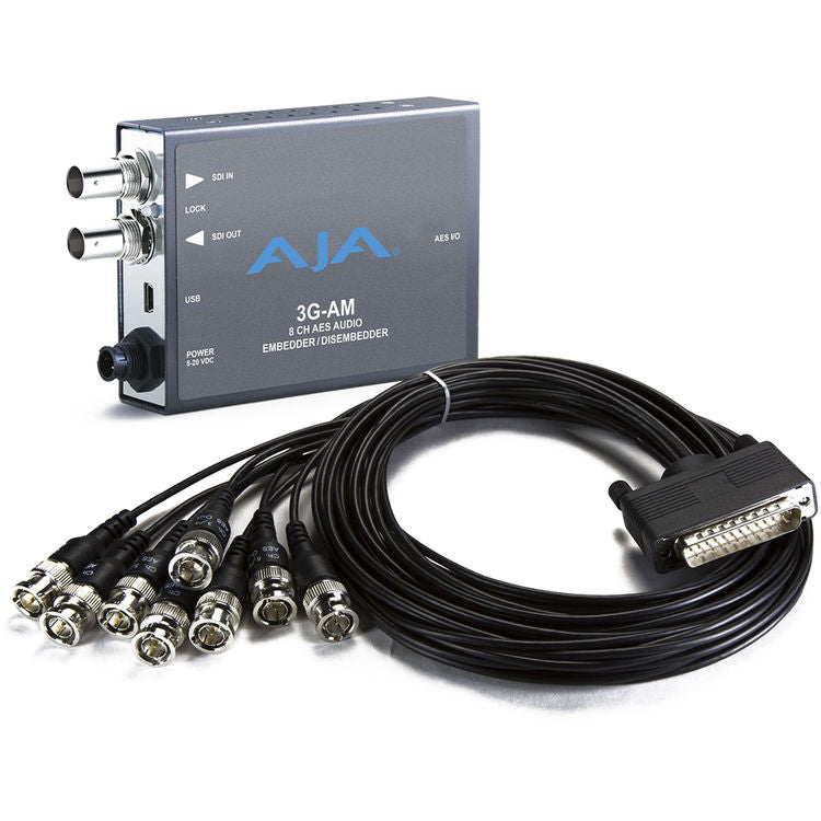 AJA 8-Channel AES Embedder/Disembedder with BNC Breakout Cable - 3G-AM-BNC