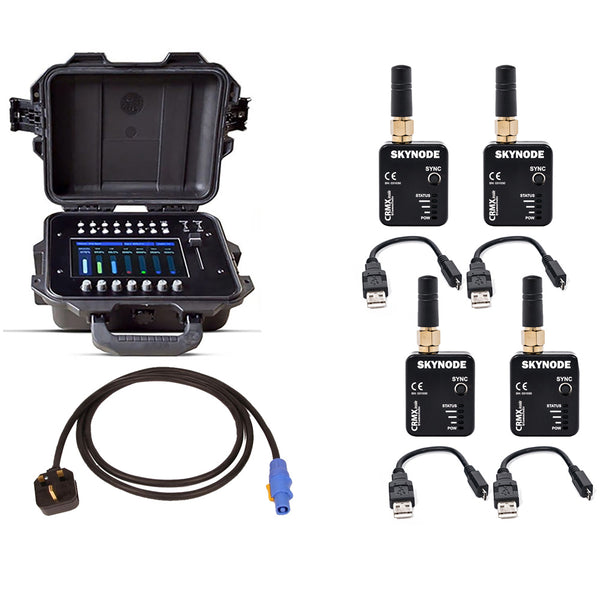 Gaffers Control GC28 Wireless DMX Starter Pack with 4 SKYNODE² Plug & Play Wireless DMX Receivers - GCS-Kit-4