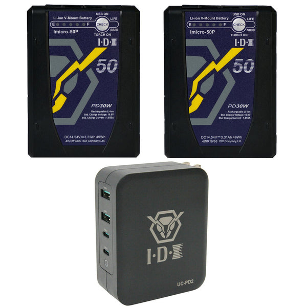 IDX IM-50P/PD2 2x Imicro-50P Batteries 1x UC-PD2 USB PD Charger