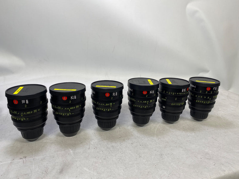 Leica Summicron-C set of 7 lenses 18mm, 25mm, 29mm,  35mm, 50mm & 75mm in one flight case plus the 100mm Lens (USED)
