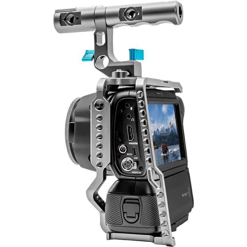 Kondor Blue Blackmagic Pocket 4K/6K Battery Grip Cage w/ Top Handle SPACE GRAY - KONBMCageGrip