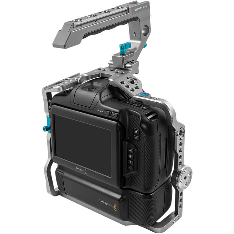 Kondor Blue Blackmagic Pocket 6K Pro and G2 Battery Grip Cage with Top Handle Space Gray - KONBMPCC6KPGripTH