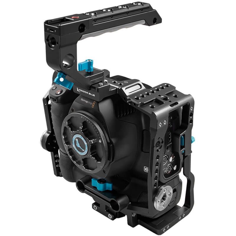 Kondor Blue Blackmagic Pocket 6K Pro and G2 Battery Grip Cage with Top Handle BLACK - KONBMPCC6KPGripTHBk