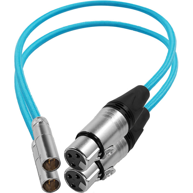 Kondor Blue Mini XLR Male to XLR Female 16" Audio Cable 2 Pack for BMPCC & C70 Blue - KON-MXLRM_F16