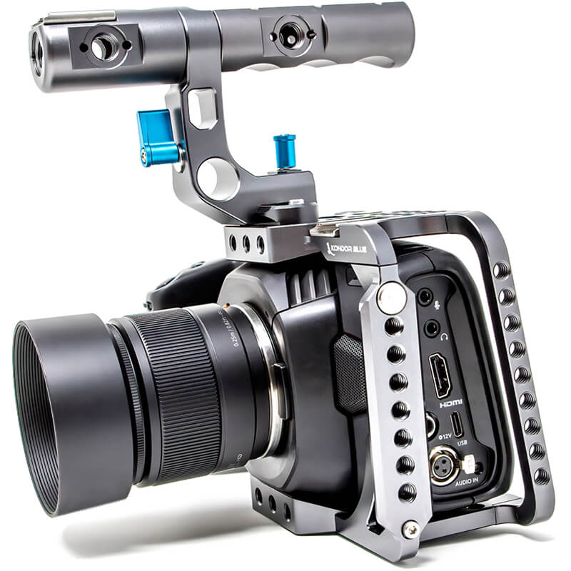 Kondor Blue Blackmagic Pocket 4K/6K Full Cage w/ Top Handle SPACE GRAY - KONSCageF