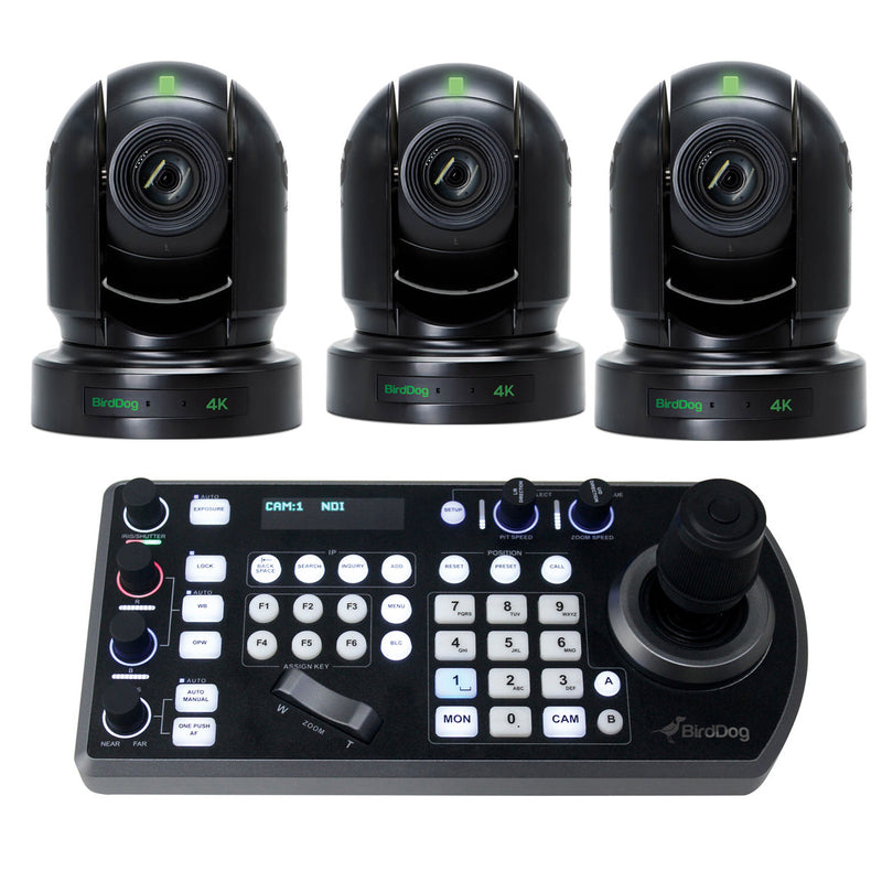 BirdDog P400 4K NDI 3 Camera Bundle with FREE PTZ Keyboard - BDP400BLACKBUN