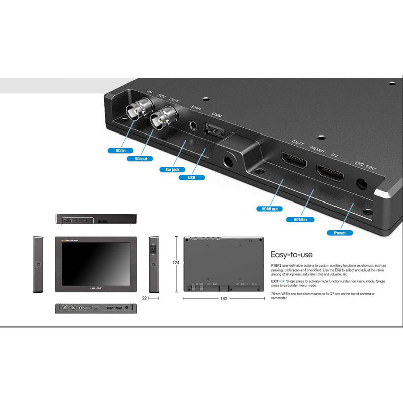 Lilliput Q7 Pro 7-inch HDR / LUT with HDMI / SDI Converter