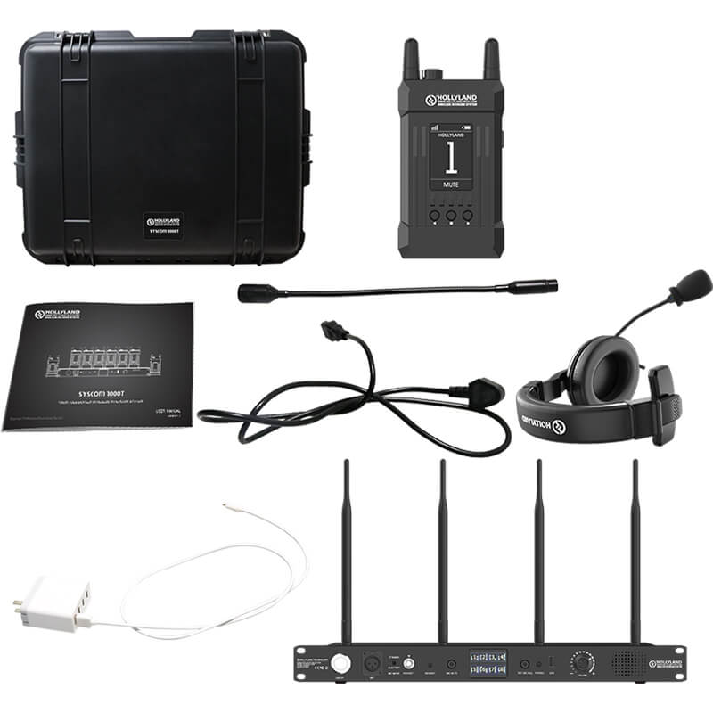 Hollyland SYSCOM T1000T Full Duplex Wireless Intercom System with 4 Belt Packs - HL-SYSCOM_1000T-4B