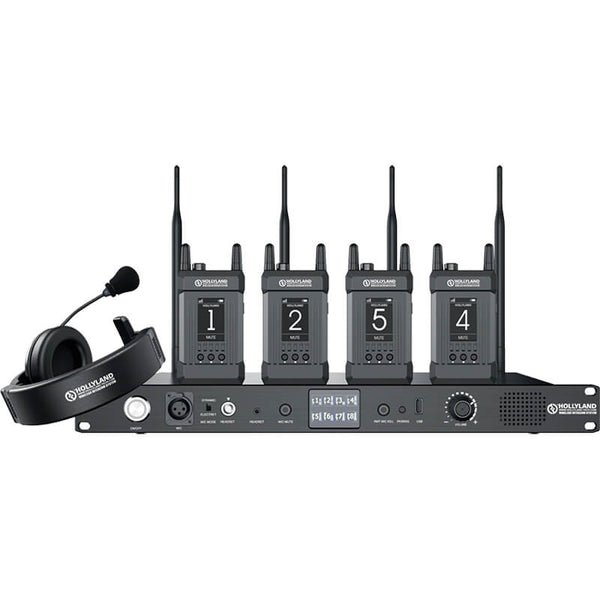 Hollyland SYSCOM T1000T Full Duplex Wireless Intercom System with 4 Belt Packs - HL-SYSCOM_1000T-4B