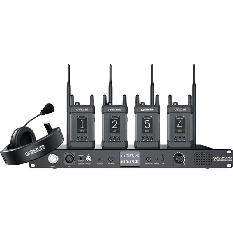 Hollyland SYSCOM T1000T Full Duplex Wireless Intercom System with 4 Belt Packs - HL-SYSCOM_1000T-4B