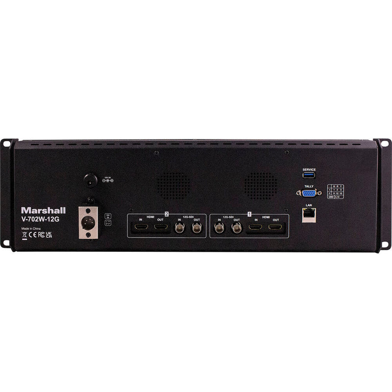 Marshall Electronics V-702W-12G Dual 7-inch 3RU Rackmount Monitor 12G-SDI/HDMI Inputs