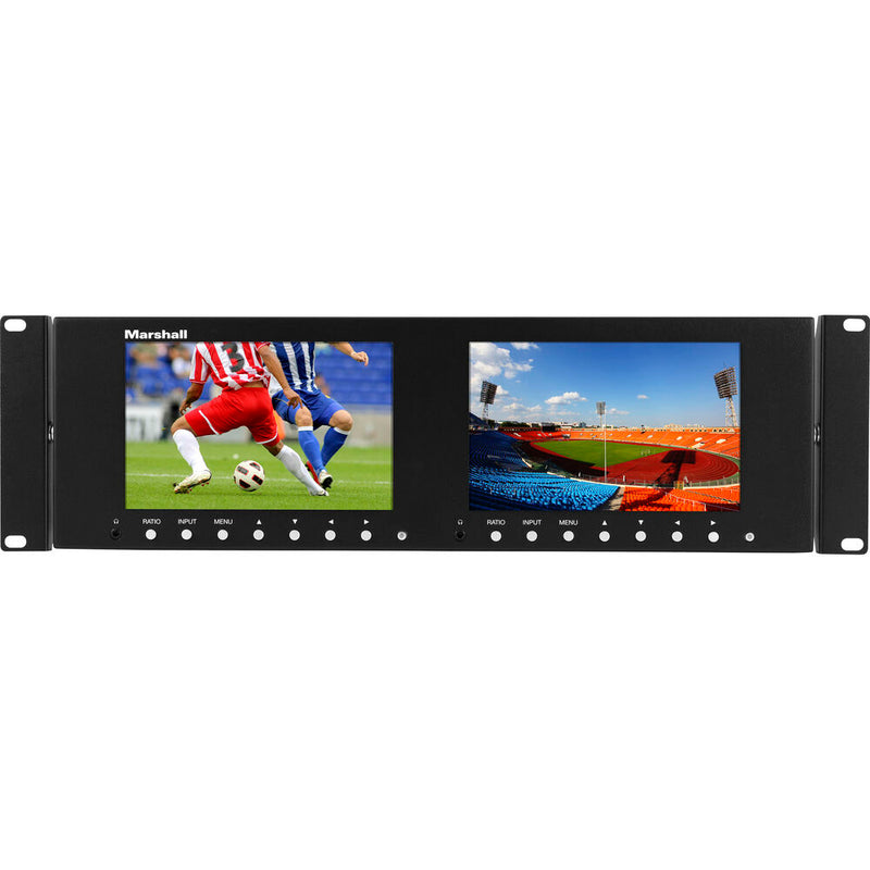 Marshall Electronics V-702W Dual 7-inch Rackmount Monitor with HDMI and 3G-SDI and Inputs