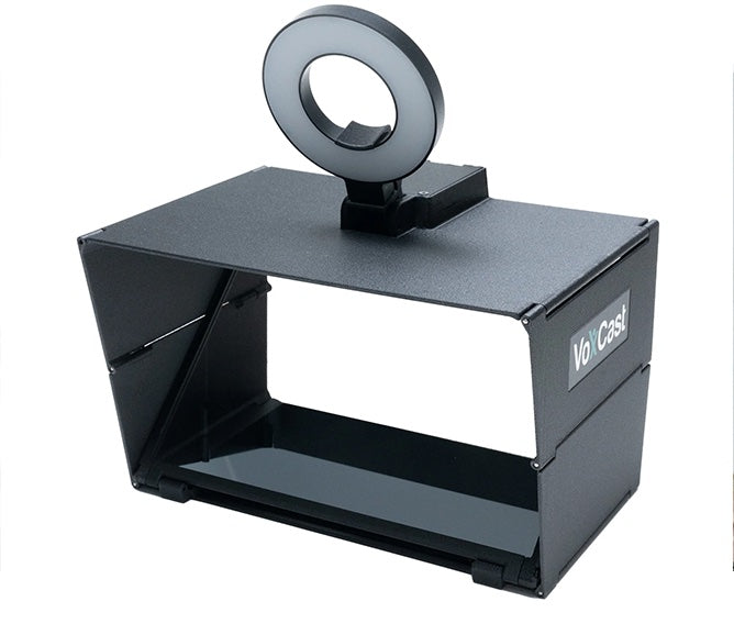 VoxCast Prompter for Webcast & Online Meetings Built-in HD 1080 Webcam & Fill Ring Light