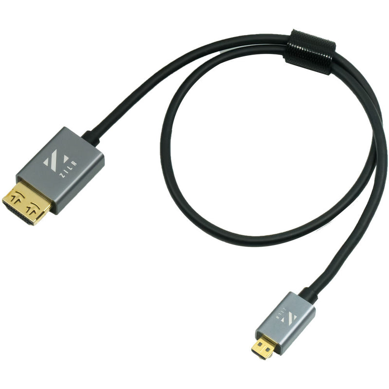 ZILR High-Speed HDMI Secure Cable 4Kp60 Hyper-Thin Type-A Full to Type-D Micro 45cm / 17.7in - ZRHAD01